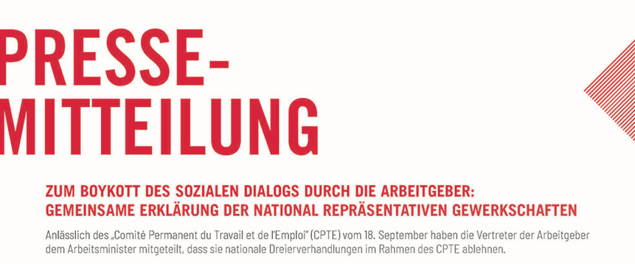 Zum Boykott des sozialen Dialogs durch die Arbeitgeber: Gemeinsame Erklärung der national repräsentativen Gewerkschaften